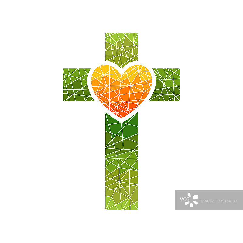 耶稣和心形马赛克十字架图片素材