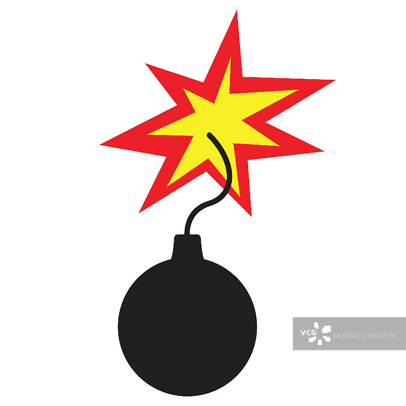 白色背景上的炸弹扁平风格图标图片素材