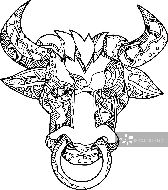 宾茨高尔牛头正面涂鸦艺术图片素材