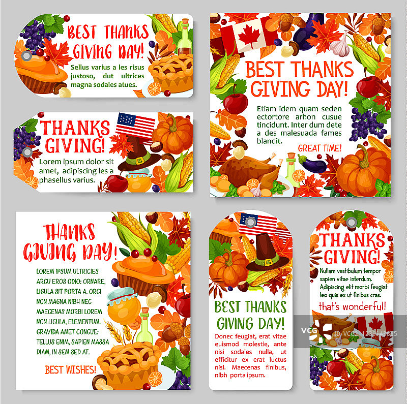 感恩节节日标签和标签集设计图片素材