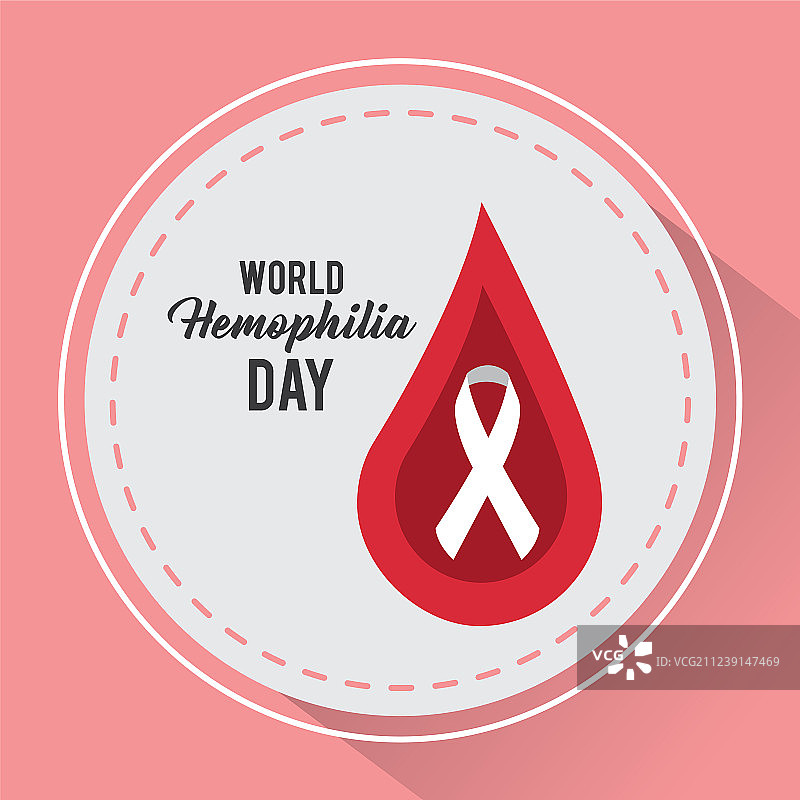 世界血友病日圆形徽章红色血滴图片素材