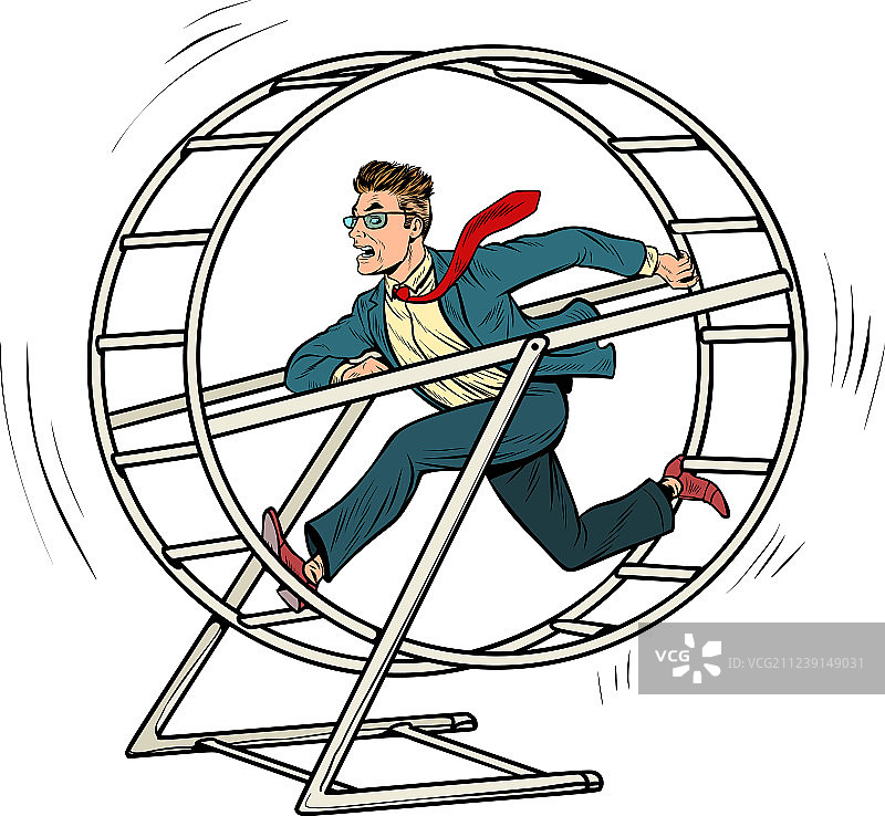 在松鼠轮里的商人图片素材