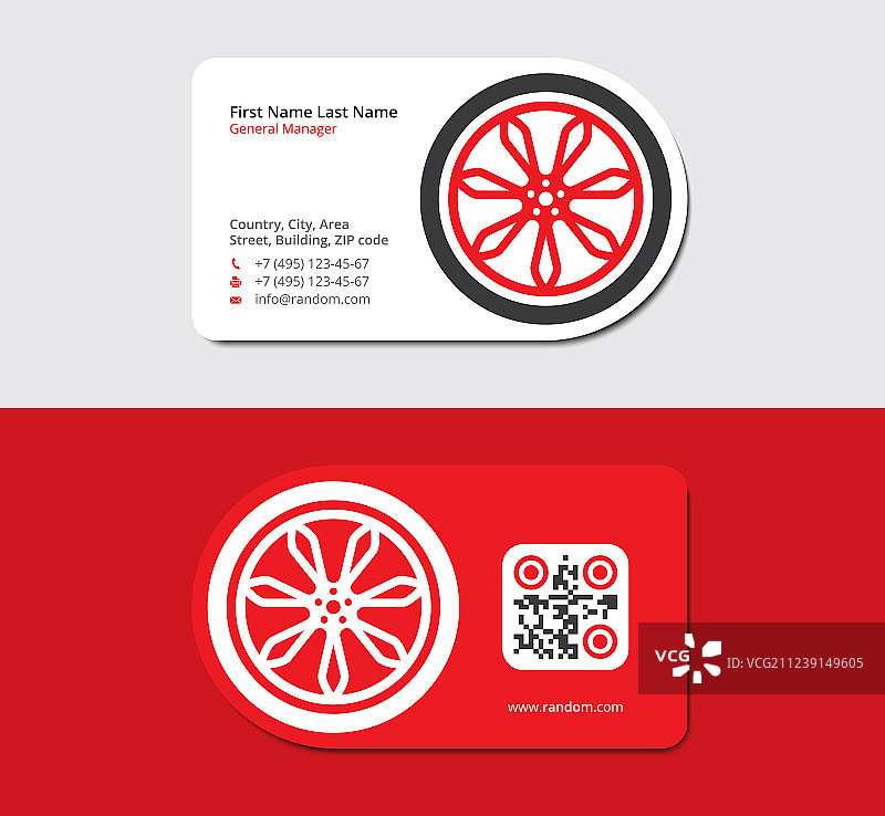 带汽车轮子的红色名片图片素材
