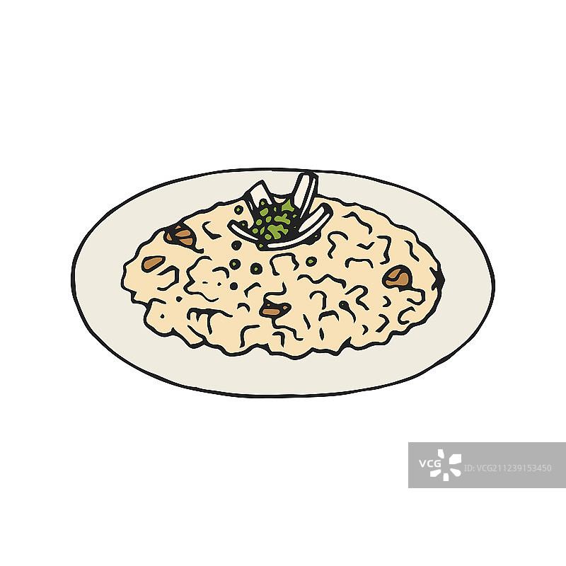 白色背景上的意大利调味饭图片素材