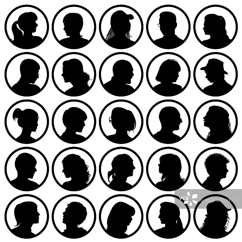 逼真轮廓的头像图片素材