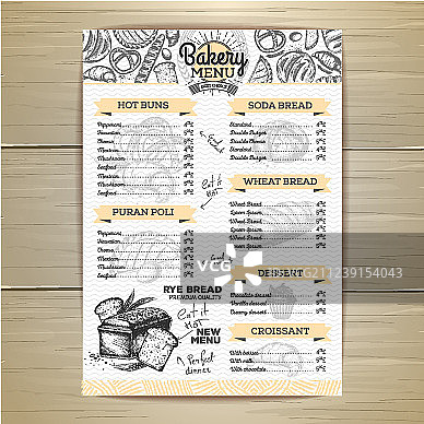 复古面包店菜单设计图片素材
