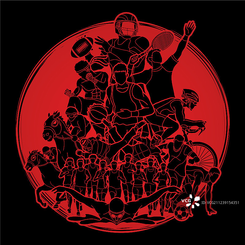 不同运动项目的运动员混合图片素材