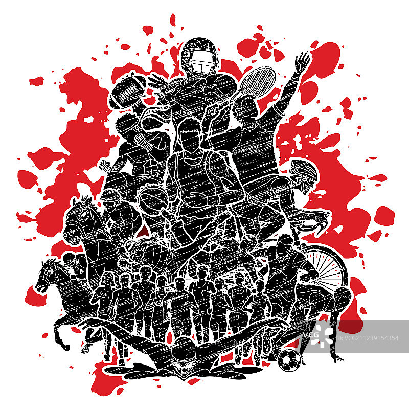 不同运动项目的运动员混合图片素材