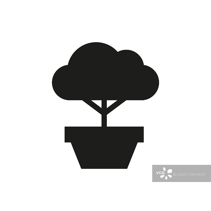 白色背景上的盆景树图标图片素材