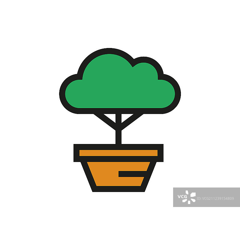 白色背景上的盆景树图标图片素材
