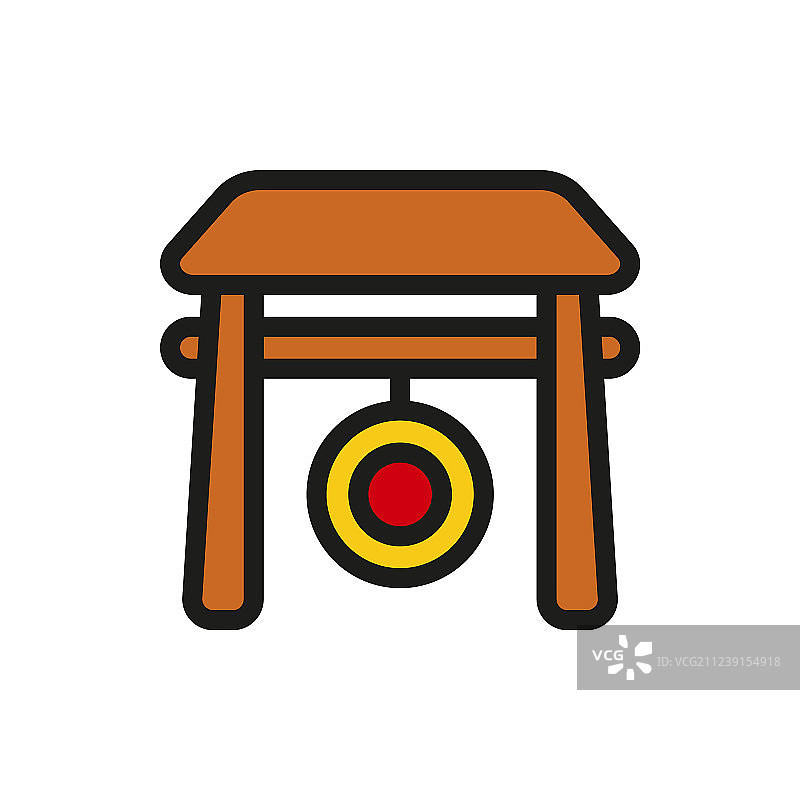 中国锣槌图标白色背景图片素材