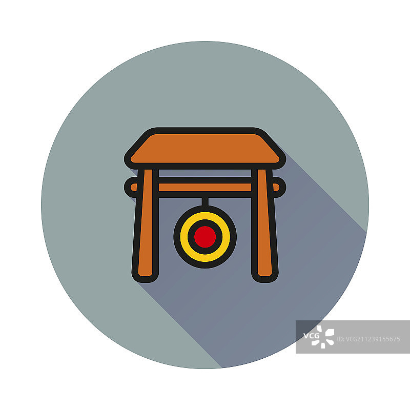 圆形背景上的中国锣锤图标图片素材