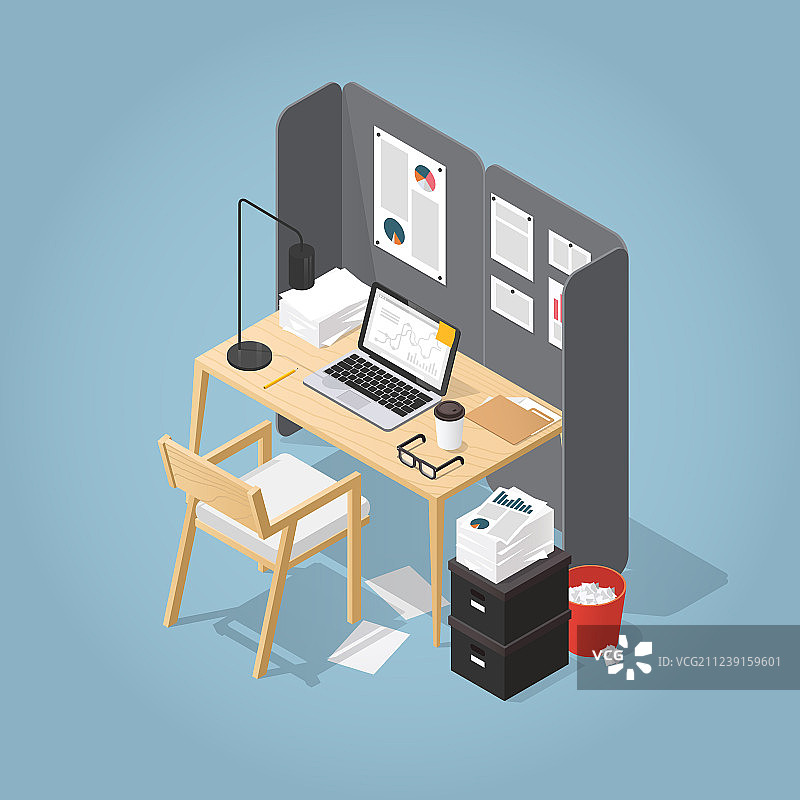 2.5D办公室工作场所图片素材