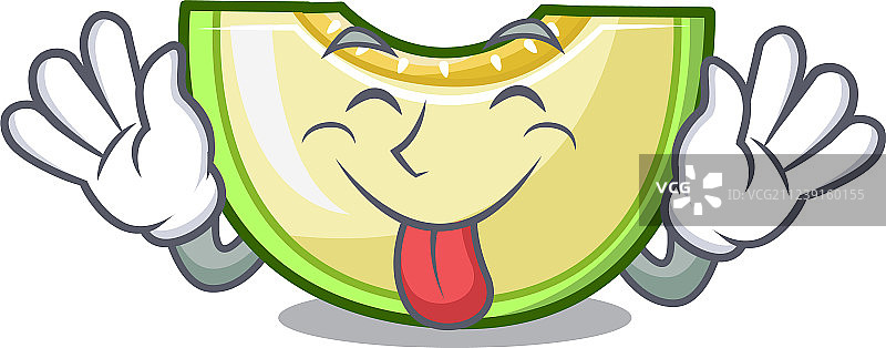 吐舌头的绿色甜瓜切片卡通形象图片素材