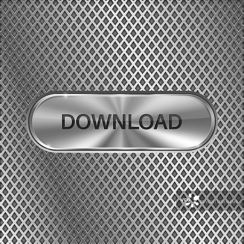 穿孔金属椭圆下载按钮图片素材