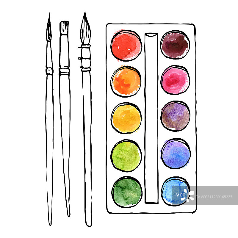 带颜料的调色板图片素材