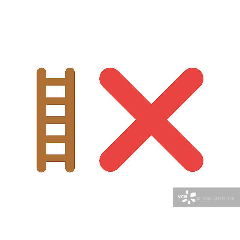 带有X标记的梯子概念图标图片素材