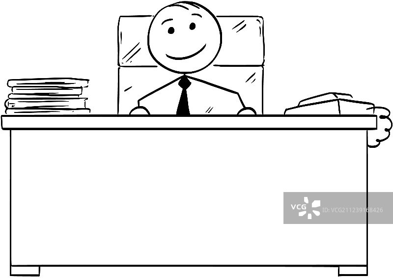 快乐老板微笑的火柴人卡通图片素材