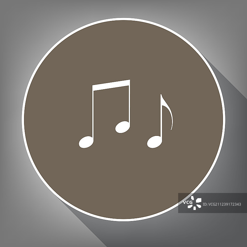 棕色背景上的白色音符图标图片素材
