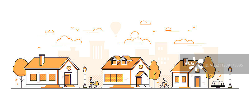 城镇景观-现代细线设计风格图片素材