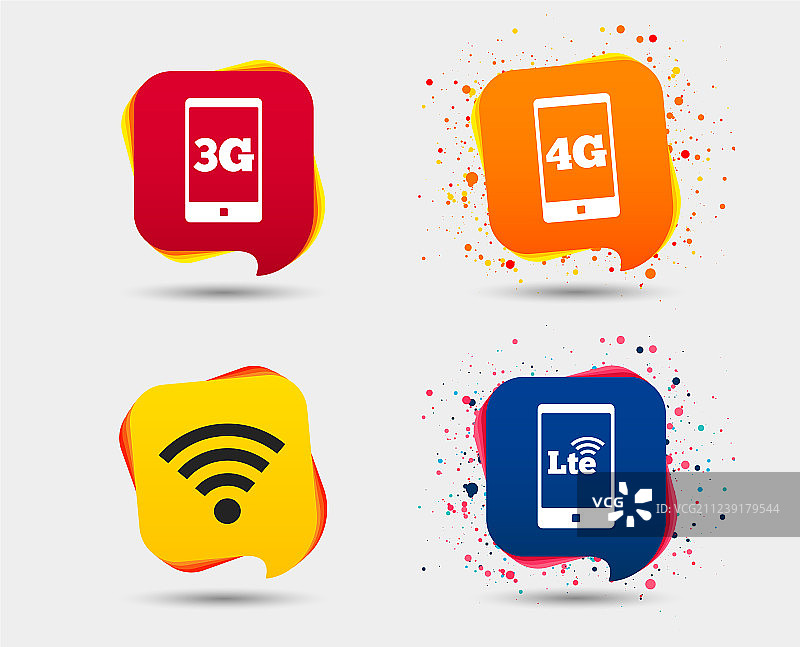 移动通信图标3G 4G和LTE图片素材
