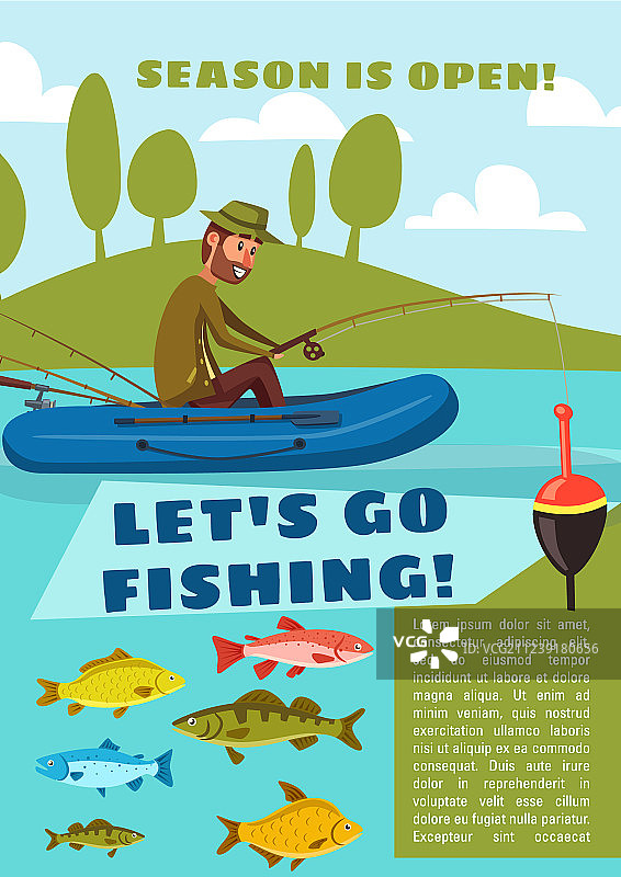 渔夫、鱼和鱼竿运动海报图片素材