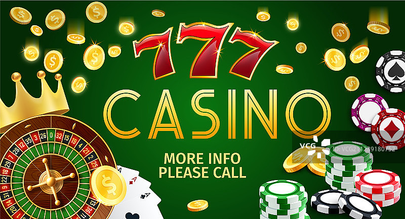 带扑克牌、老虎机和轮盘赌的casino banner图片素材