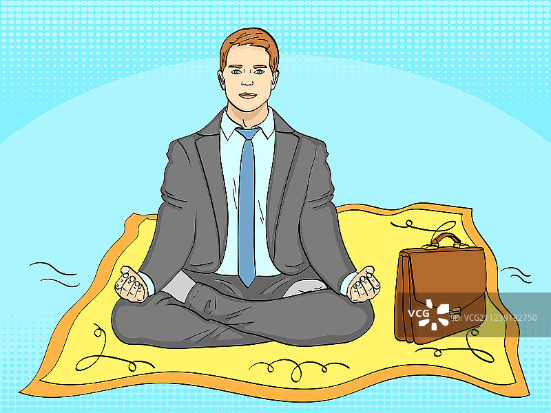 地毯上的波普艺术风格商务男士背景图片素材