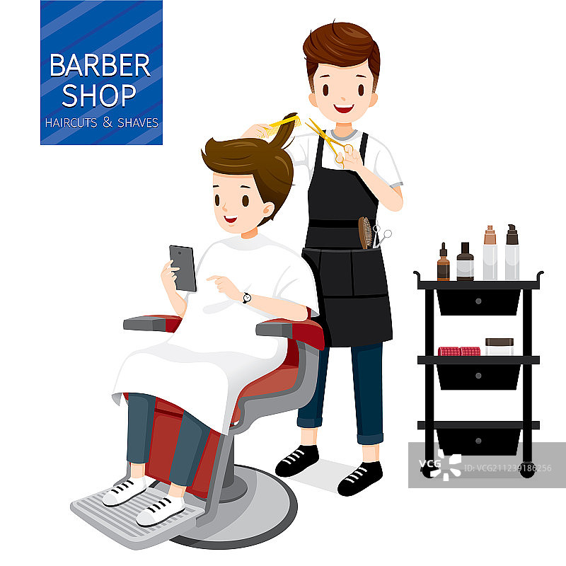 在理发店放松的男人图片素材