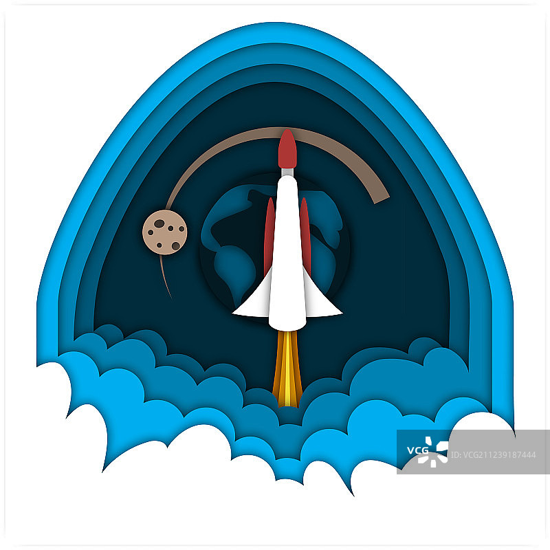 火箭升空飞向太空图片素材