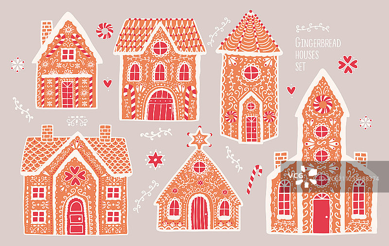 手绘可爱姜饼屋图片素材