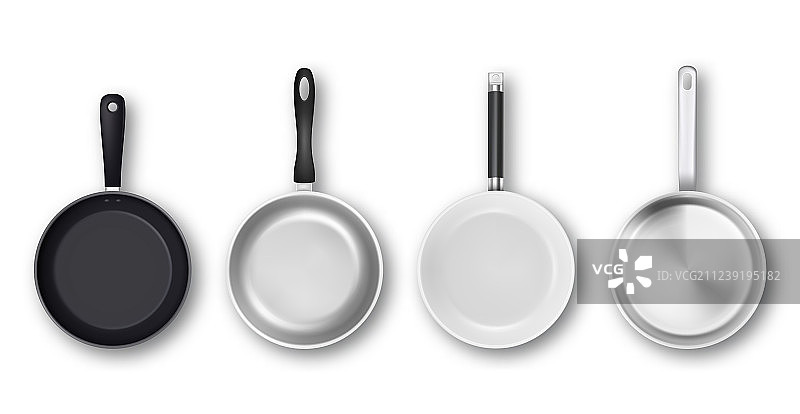 逼真3D黑色银色不粘锅图片素材