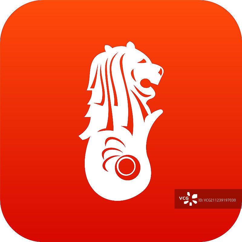 新加坡鱼尾狮雕像数字红色图标图片素材