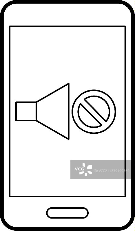 带有扬声器静音隔离图标的智能手机图片素材