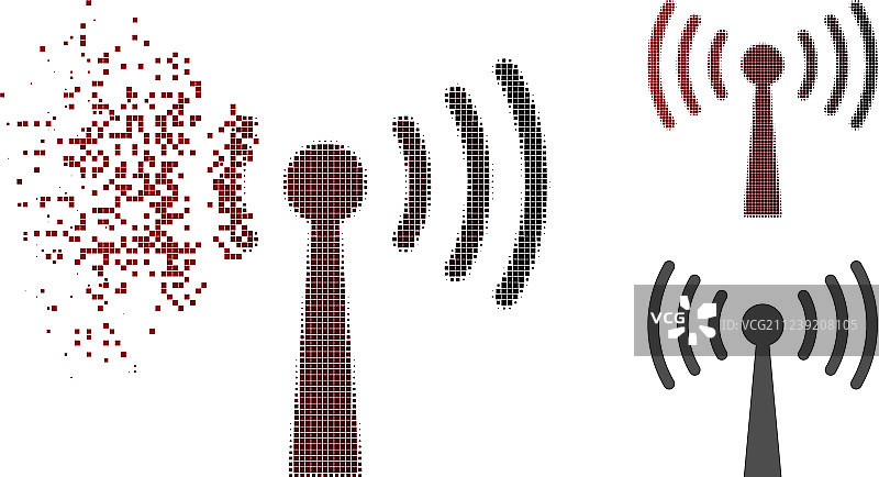 Wi-Fi基站icon点状分散效果图片素材
