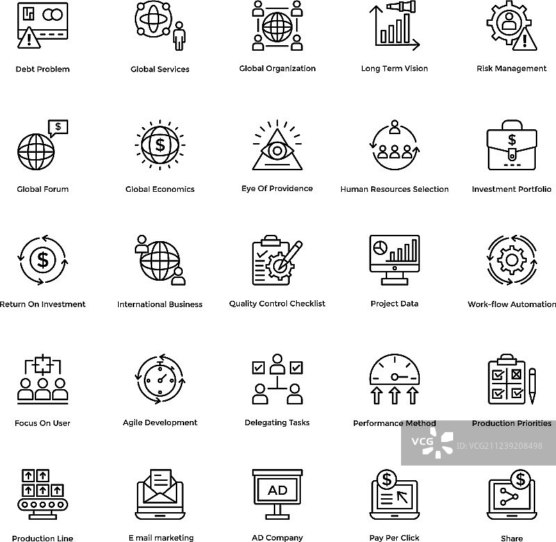 商业和金融线性图标8图片素材