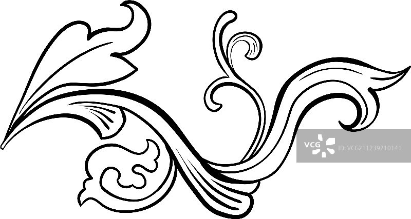 黑色手绘花卉希腊装饰图案图片素材