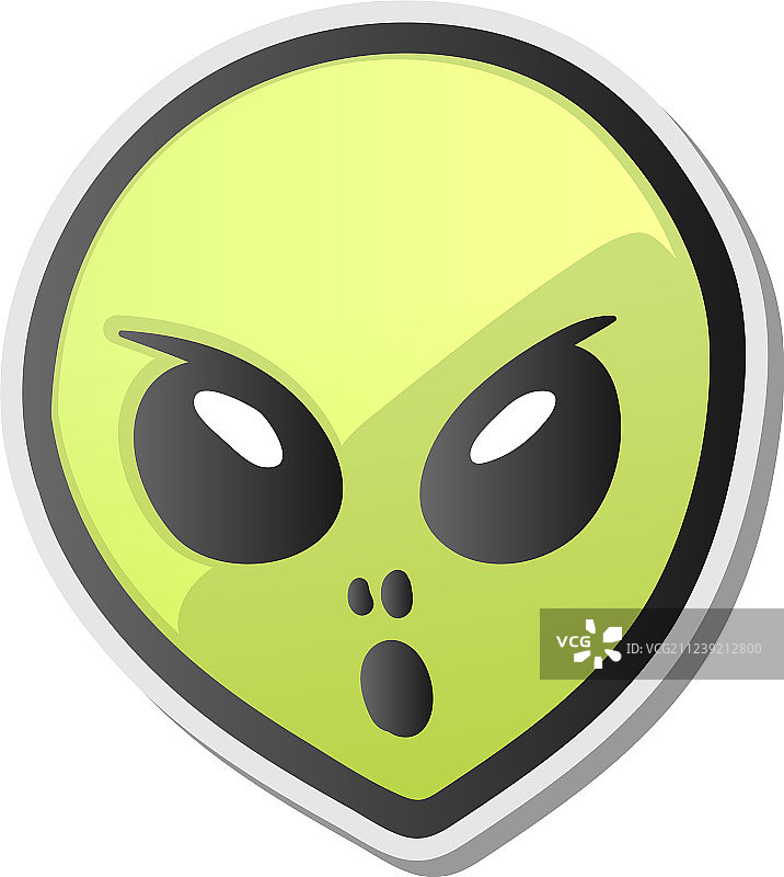 绿色外星人脸表情符号贴纸图片素材
