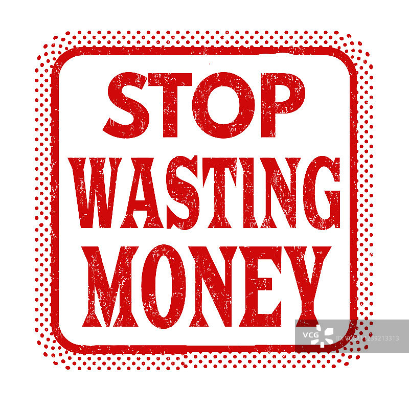 停止浪费钱复古橡胶印章图片素材