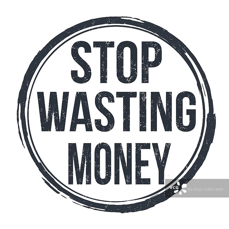 停止浪费钱复古橡胶印章图片素材
