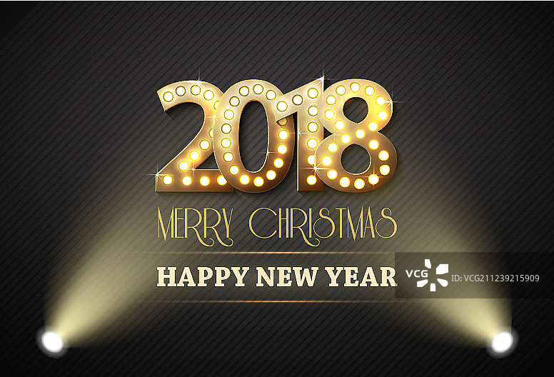 带聚光灯的2018新年倒计时符号图片素材