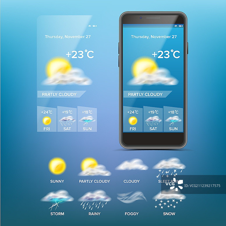 天气预报App天气图标集图片素材