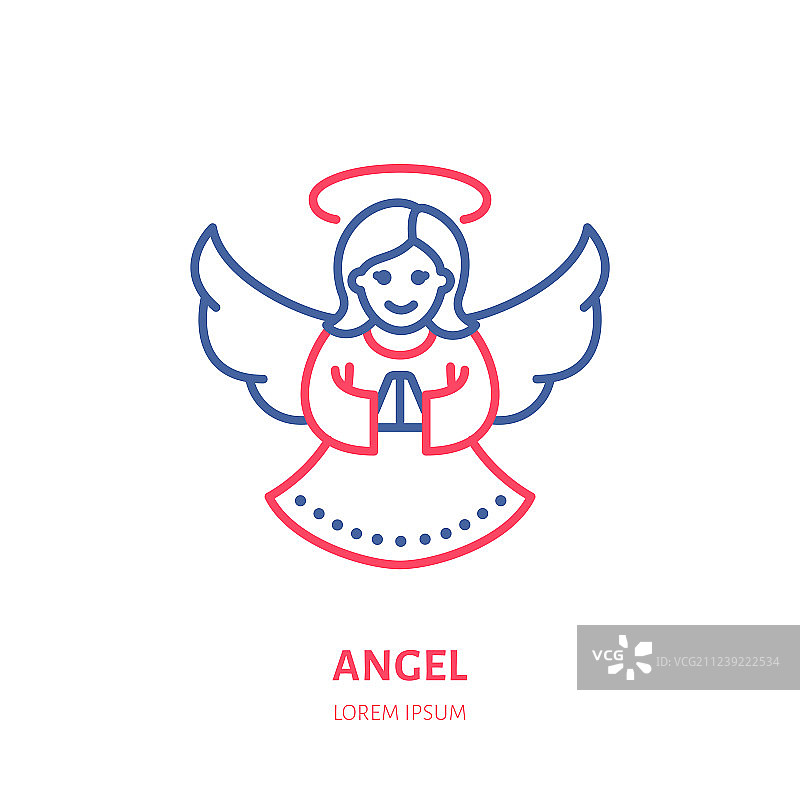 圣诞天使新年装饰扁平线条图片素材