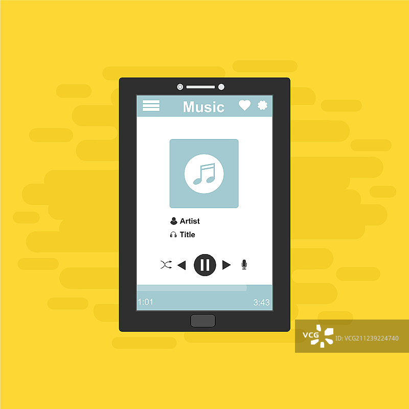 媒体播放器应用程序与扁平的应用程序模板图片素材