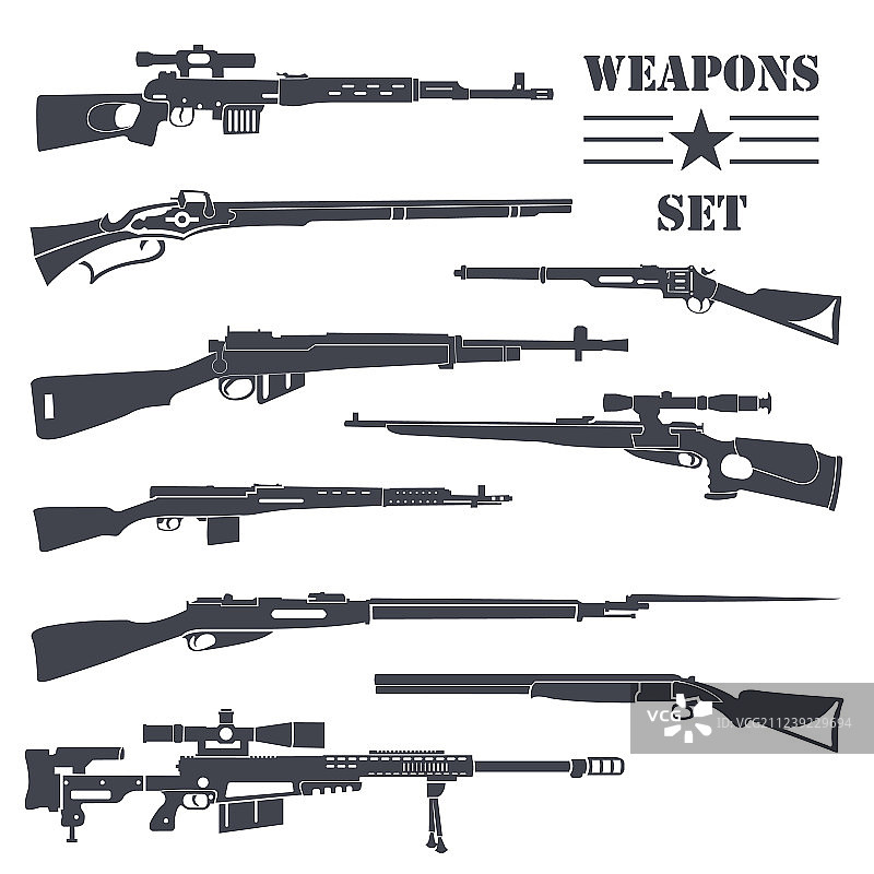 枪械套装平面设计图片素材