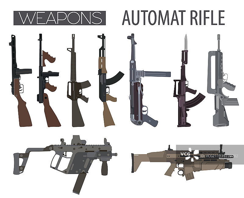 自动步枪机枪平面设计图片素材
