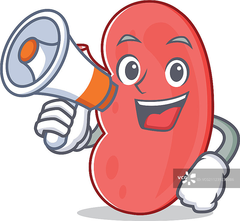 卡通风格的肾形扩音器角色图片素材