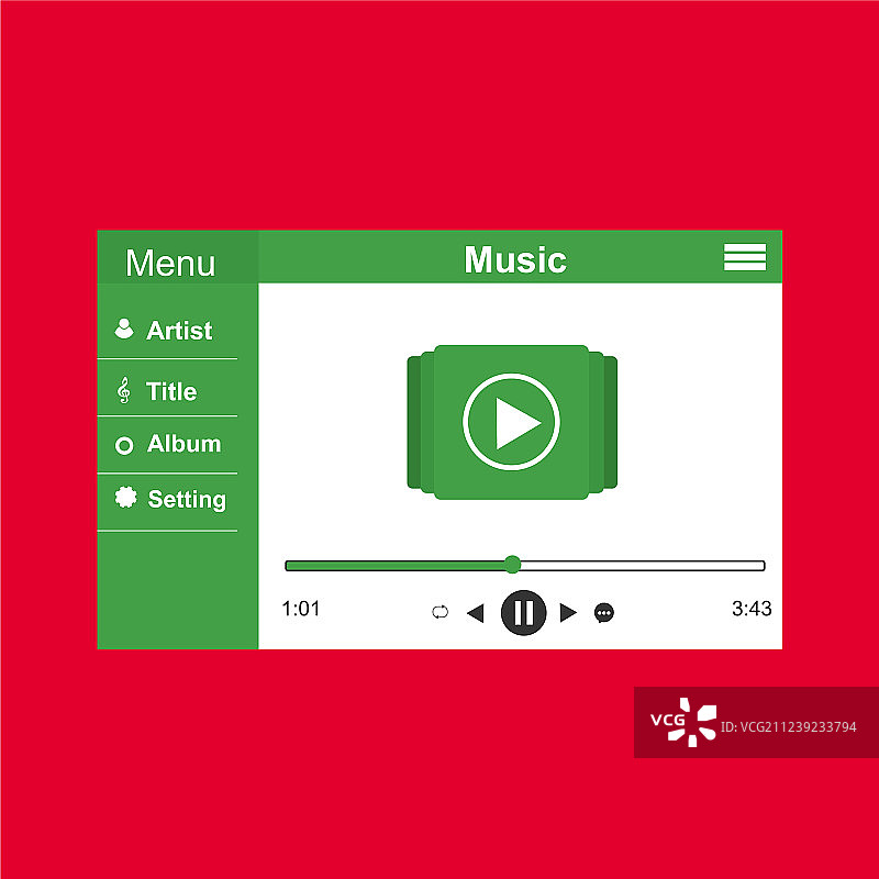 媒体播放器应用程序与扁平的应用程序模板图片素材