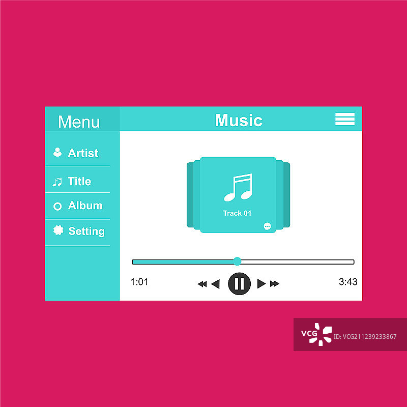 媒体播放器应用程序与扁平的应用程序模板图片素材
