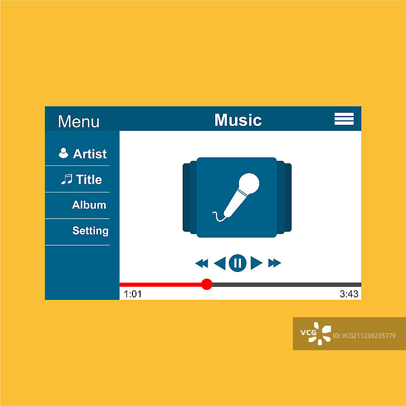 媒体播放器应用程序与扁平的应用程序模板图片素材